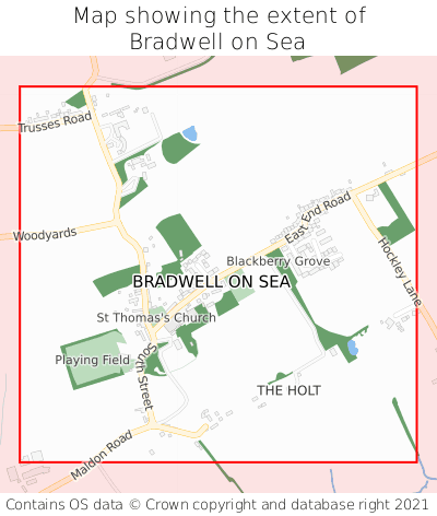 Map showing extent of Bradwell on Sea as bounding box