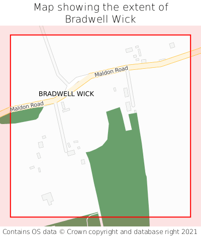 Map showing extent of Bradwell Wick as bounding box
