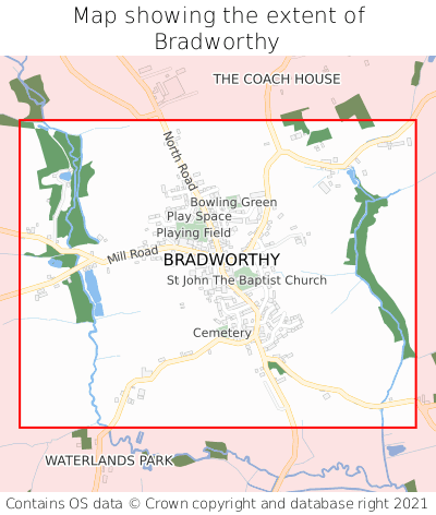Map showing extent of Bradworthy as bounding box