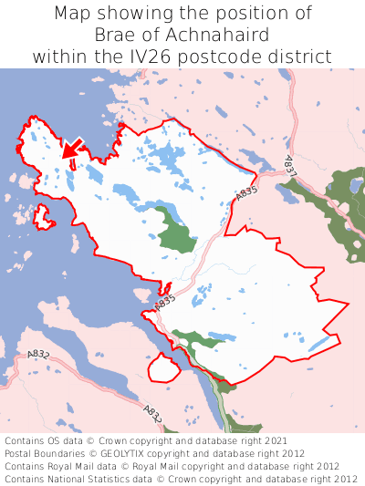 Map showing location of Brae of Achnahaird within IV26