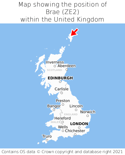 Map showing location of Brae within the UK