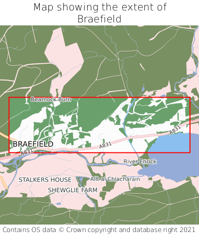 Map showing extent of Braefield as bounding box