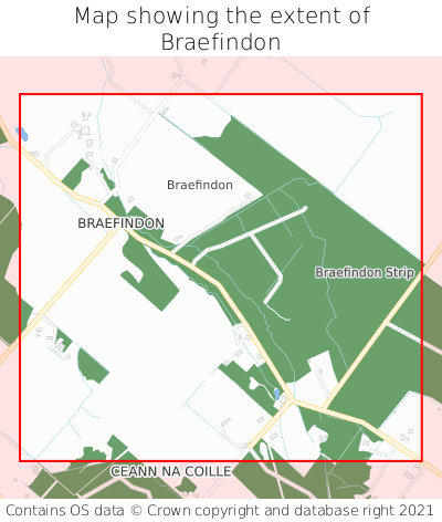 Map showing extent of Braefindon as bounding box