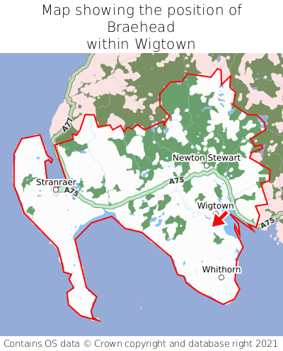 Map showing location of Braehead within Wigtown