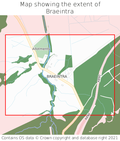 Map showing extent of Braeintra as bounding box