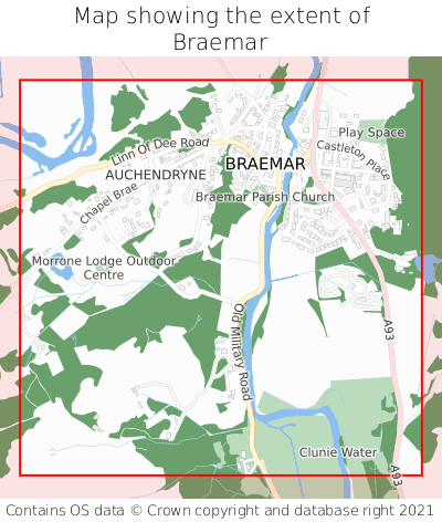 Map showing extent of Braemar as bounding box