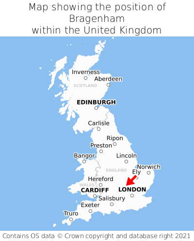 Map showing location of Bragenham within the UK