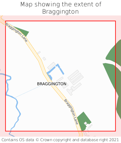 Map showing extent of Braggington as bounding box