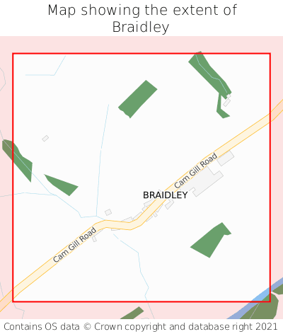Map showing extent of Braidley as bounding box