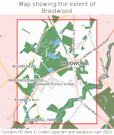 Map showing extent of Braidwood as bounding box