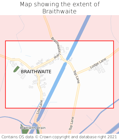 Map showing extent of Braithwaite as bounding box