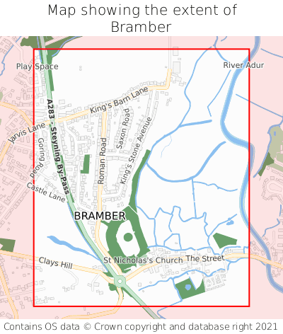 Map showing extent of Bramber as bounding box