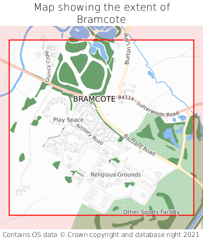 Map showing extent of Bramcote as bounding box
