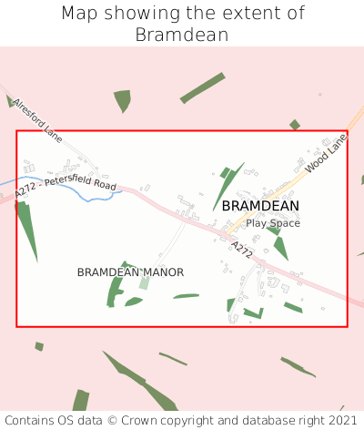 Map showing extent of Bramdean as bounding box