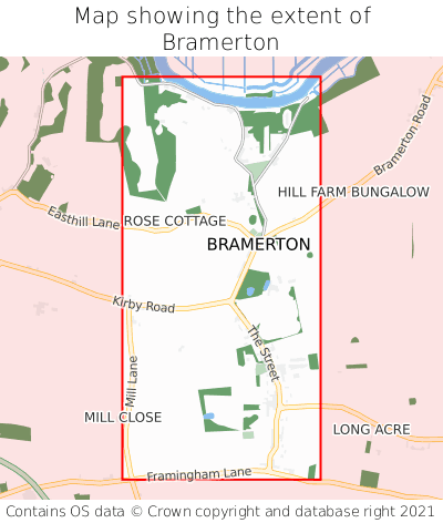 Map showing extent of Bramerton as bounding box