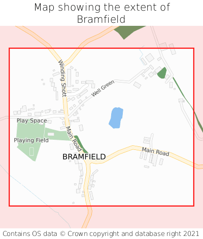 Map showing extent of Bramfield as bounding box
