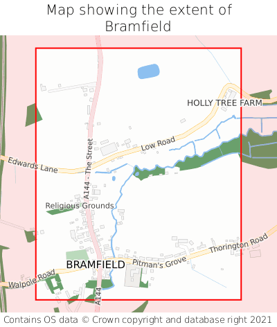 Map showing extent of Bramfield as bounding box