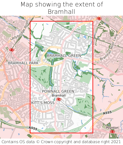 Map showing extent of Bramhall as bounding box