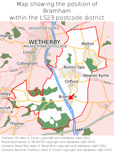 Map showing location of Bramham within LS23
