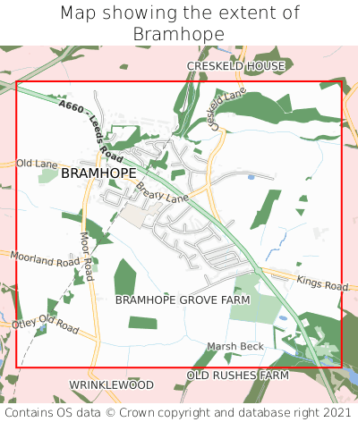 Map showing extent of Bramhope as bounding box