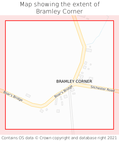 Map showing extent of Bramley Corner as bounding box