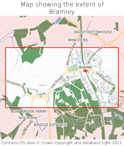 Map showing extent of Bramley as bounding box