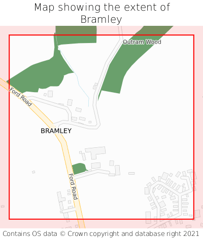 Map showing extent of Bramley as bounding box