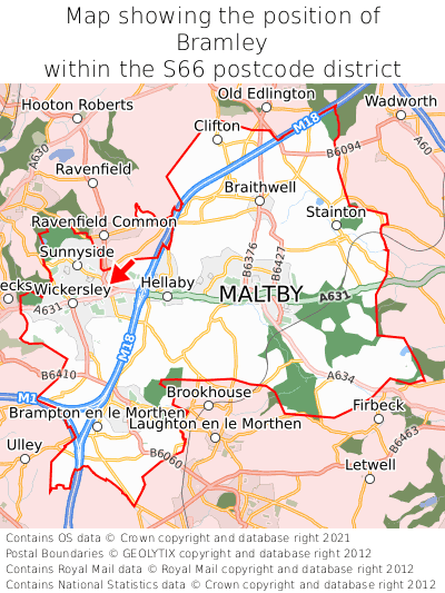 Map showing location of Bramley within S66