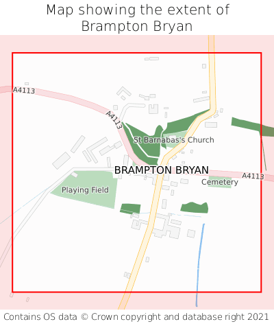 Map showing extent of Brampton Bryan as bounding box