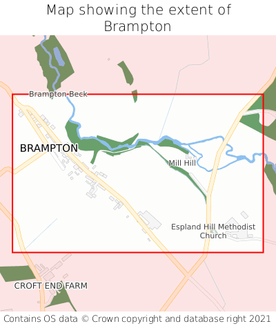 Map showing extent of Brampton as bounding box