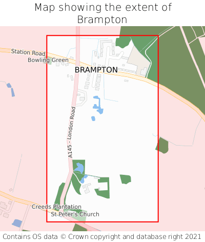 Map showing extent of Brampton as bounding box