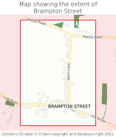 Map showing extent of Brampton Street as bounding box