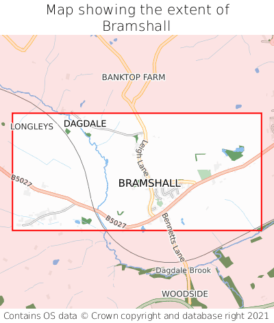 Map showing extent of Bramshall as bounding box