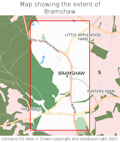 Map showing extent of Bramshaw as bounding box