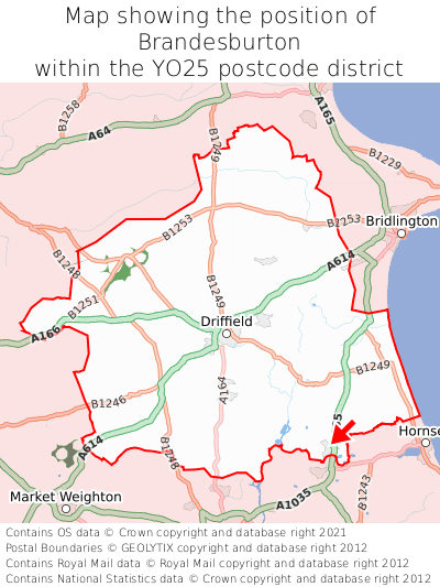 Map showing location of Brandesburton within YO25