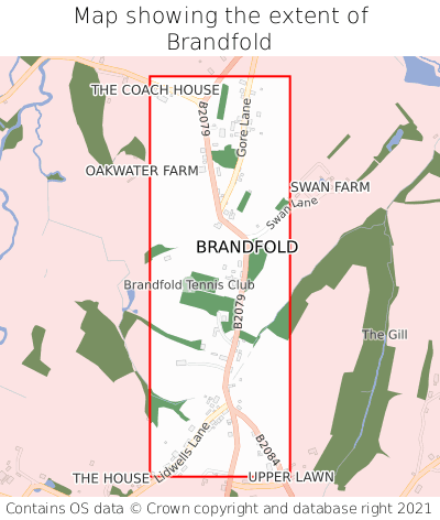 Map showing extent of Brandfold as bounding box