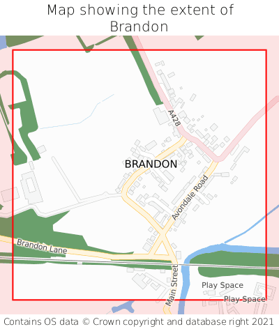 Map showing extent of Brandon as bounding box