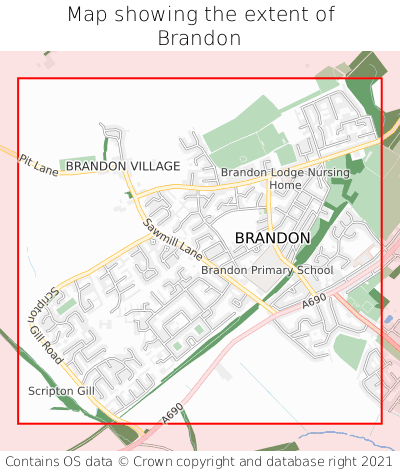 Map showing extent of Brandon as bounding box