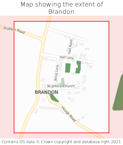 Map showing extent of Brandon as bounding box