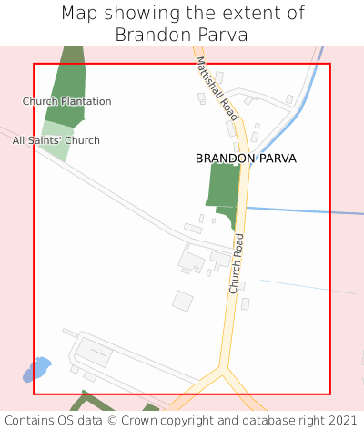 Map showing extent of Brandon Parva as bounding box