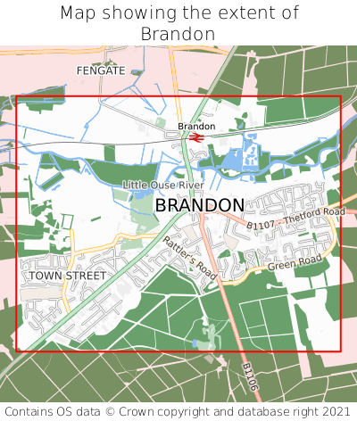 Map showing extent of Brandon as bounding box