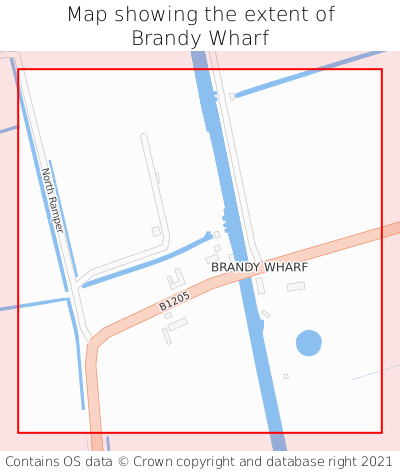 Map showing extent of Brandy Wharf as bounding box