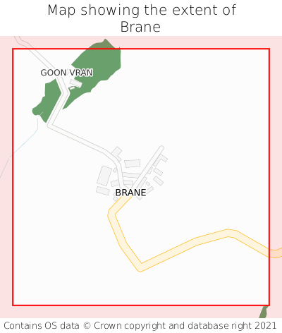 Map showing extent of Brane as bounding box