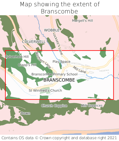 Map showing extent of Branscombe as bounding box