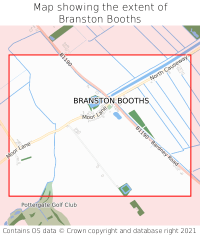 Map showing extent of Branston Booths as bounding box