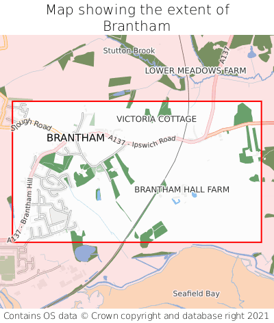 Map showing extent of Brantham as bounding box