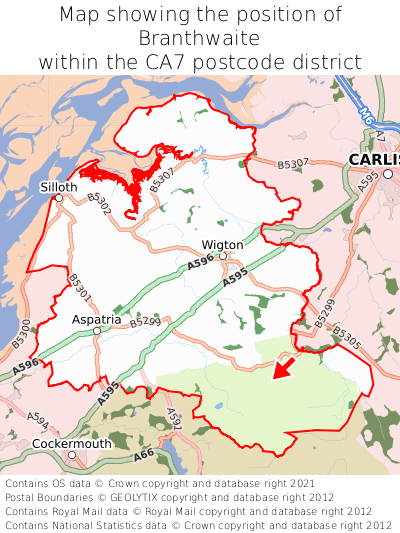 Map showing location of Branthwaite within CA7