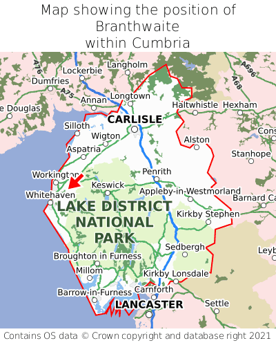 Map showing location of Branthwaite within Cumbria