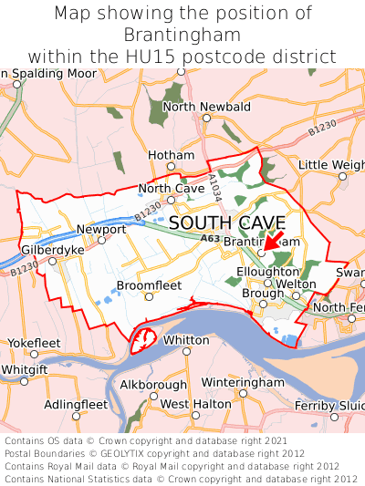 Map showing location of Brantingham within HU15