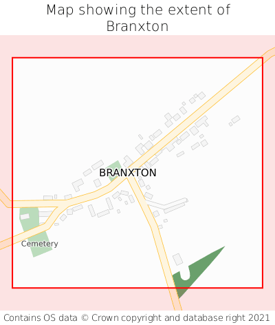 Map showing extent of Branxton as bounding box